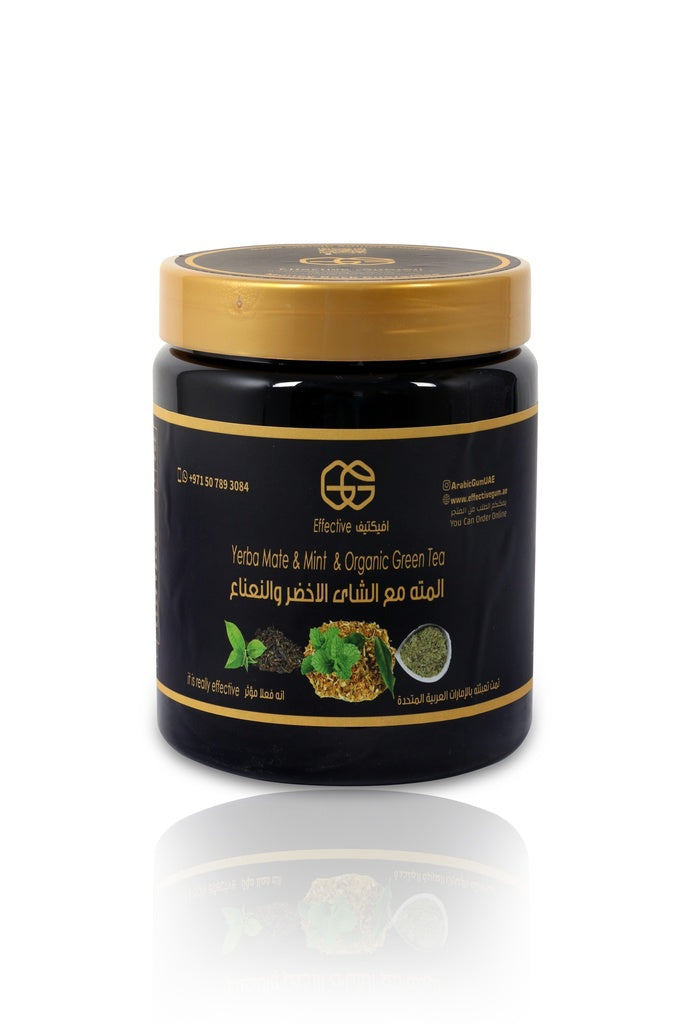 Advanced yerba mate tea, double strength, with green tea, mint, and moringa.