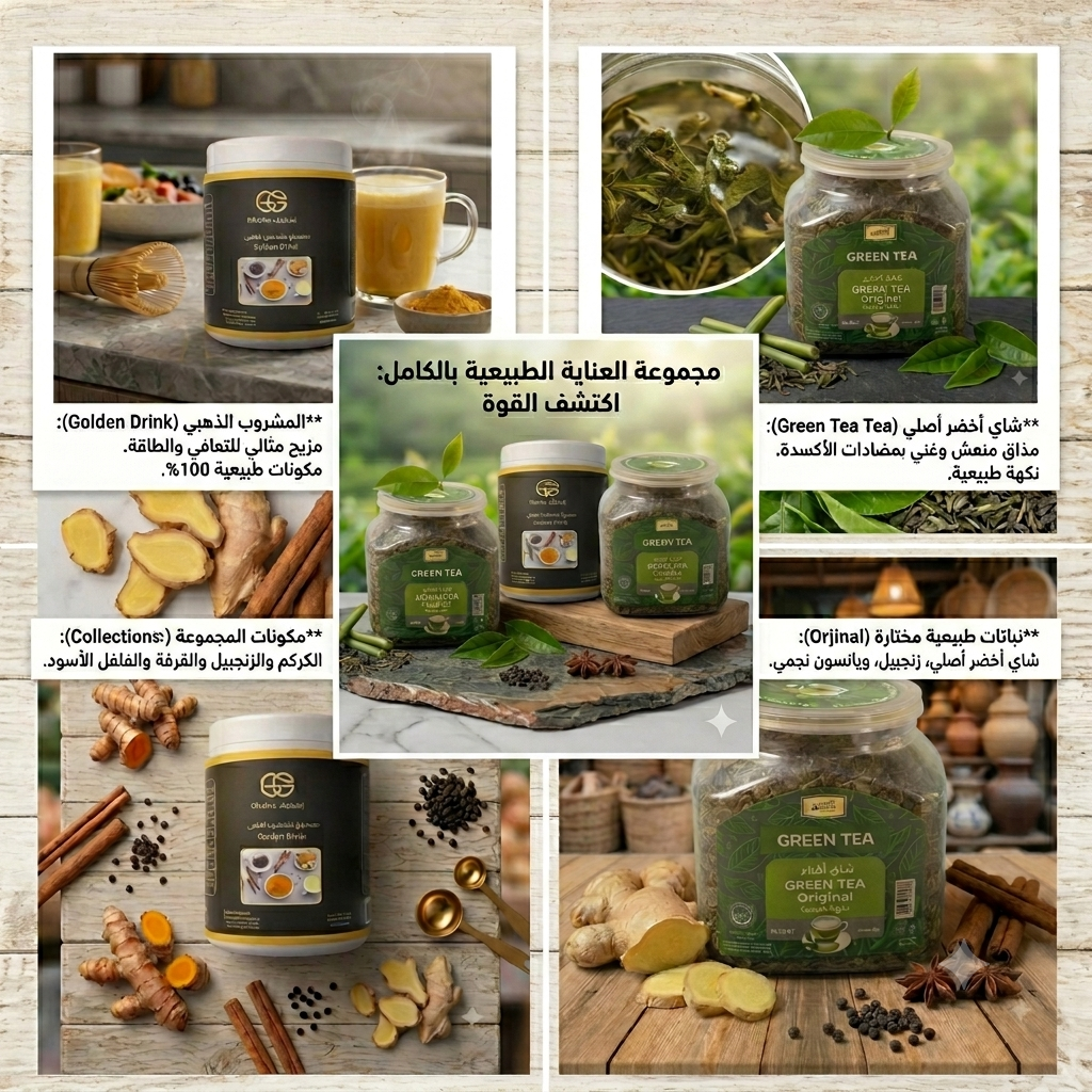 الباقة الذهبية: المشروب الذهبي + الشاي الأخضر (الطعم الأصلي)