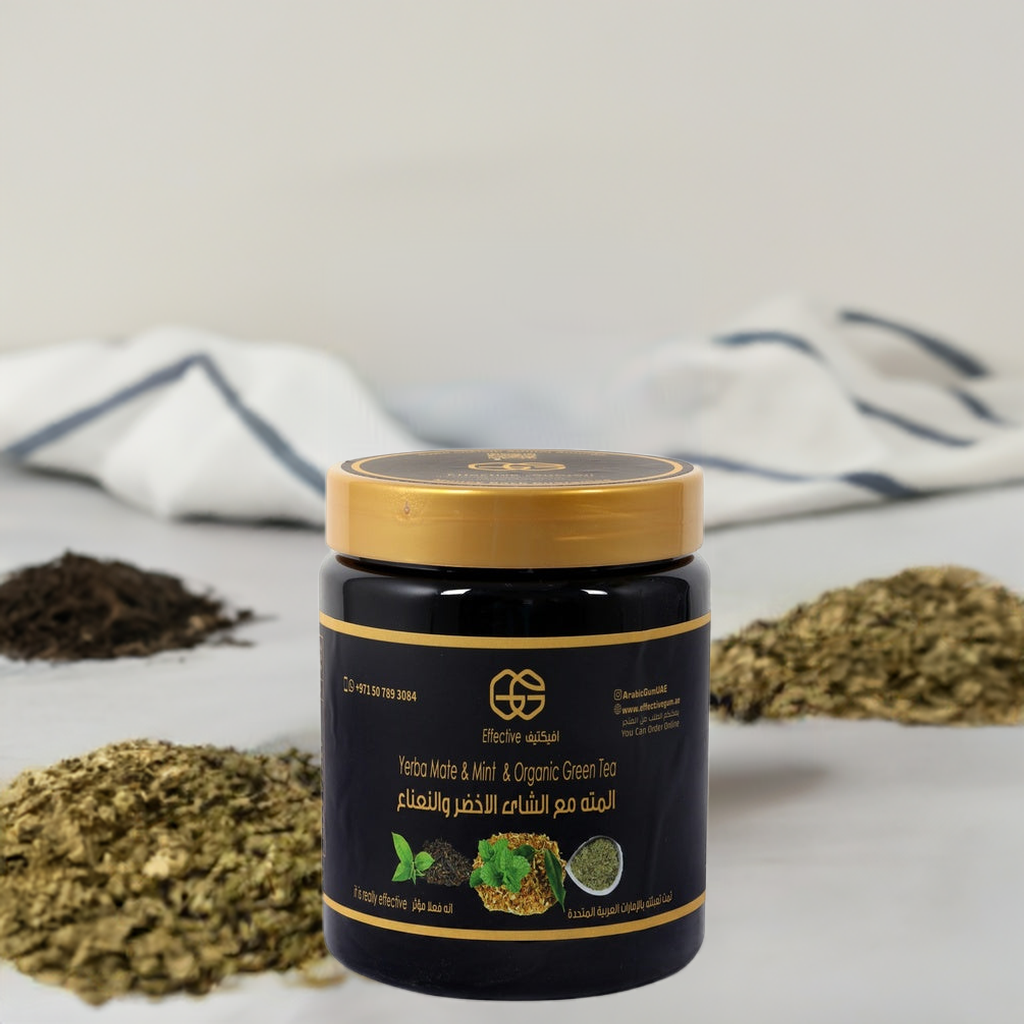 Advanced yerba mate tea, double strength, with green tea, mint, and moringa.